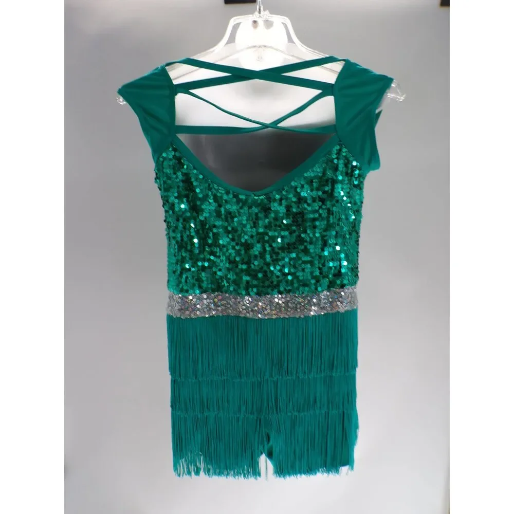 Pre-Owned Dance Costume Weissman 12543 XXL Child Teal Jazz